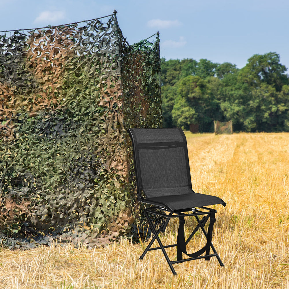 All weather Outdoor Foldable 360 Degree Swivel Chair with Iron Frame-Black - Gallery View 1 of 8