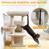 33.5-inch beige kitten tower featuring a padded top perch, 2-tier condo, and sisal scratching posts for playful.