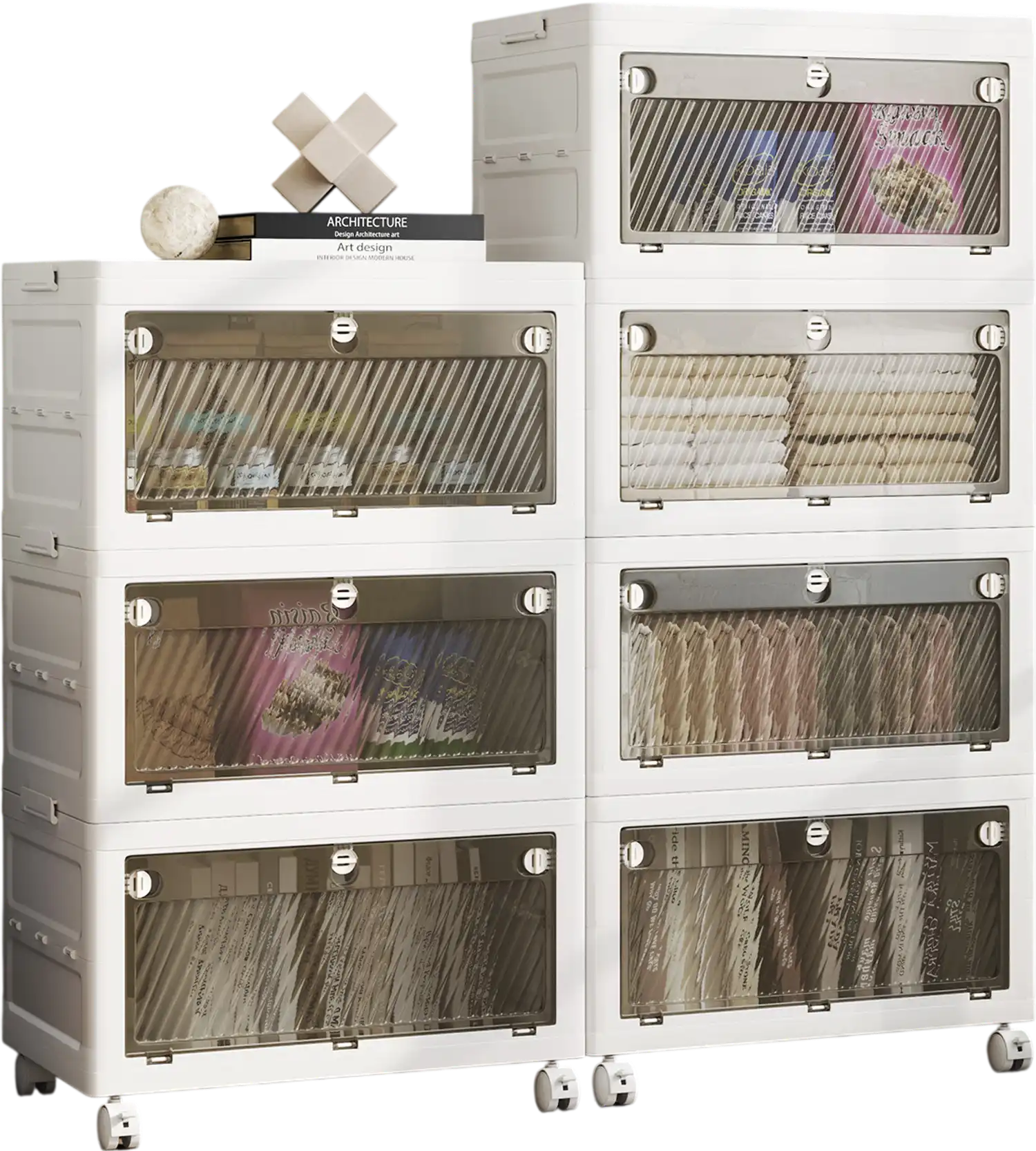 Costway 33 Gal 3-Pack Stackable Plastic Storage Bins with Lid White 673819542 New