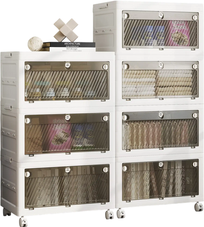 Costway 33 Gal 3-Pack Stackable Plastic Storage Bins with Lid White 673819542 New