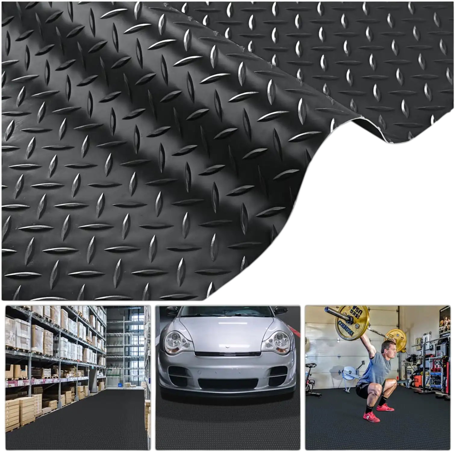 Yescom Garage Floor Mat Vinyl Roll Diamond Black New – FactoryPure