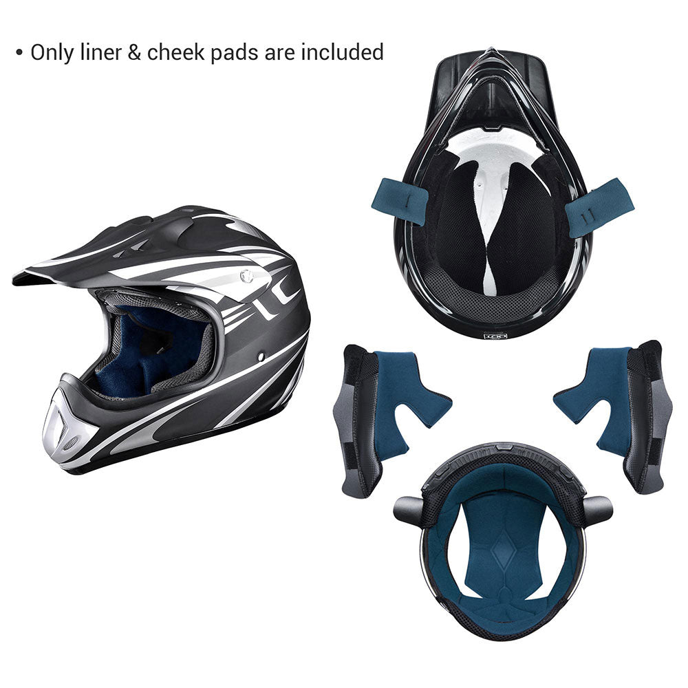 Yescom H-VEN20 Dirt Bike Helmet Liner & Cheek Pad Replacement Set M/ L/ XL New