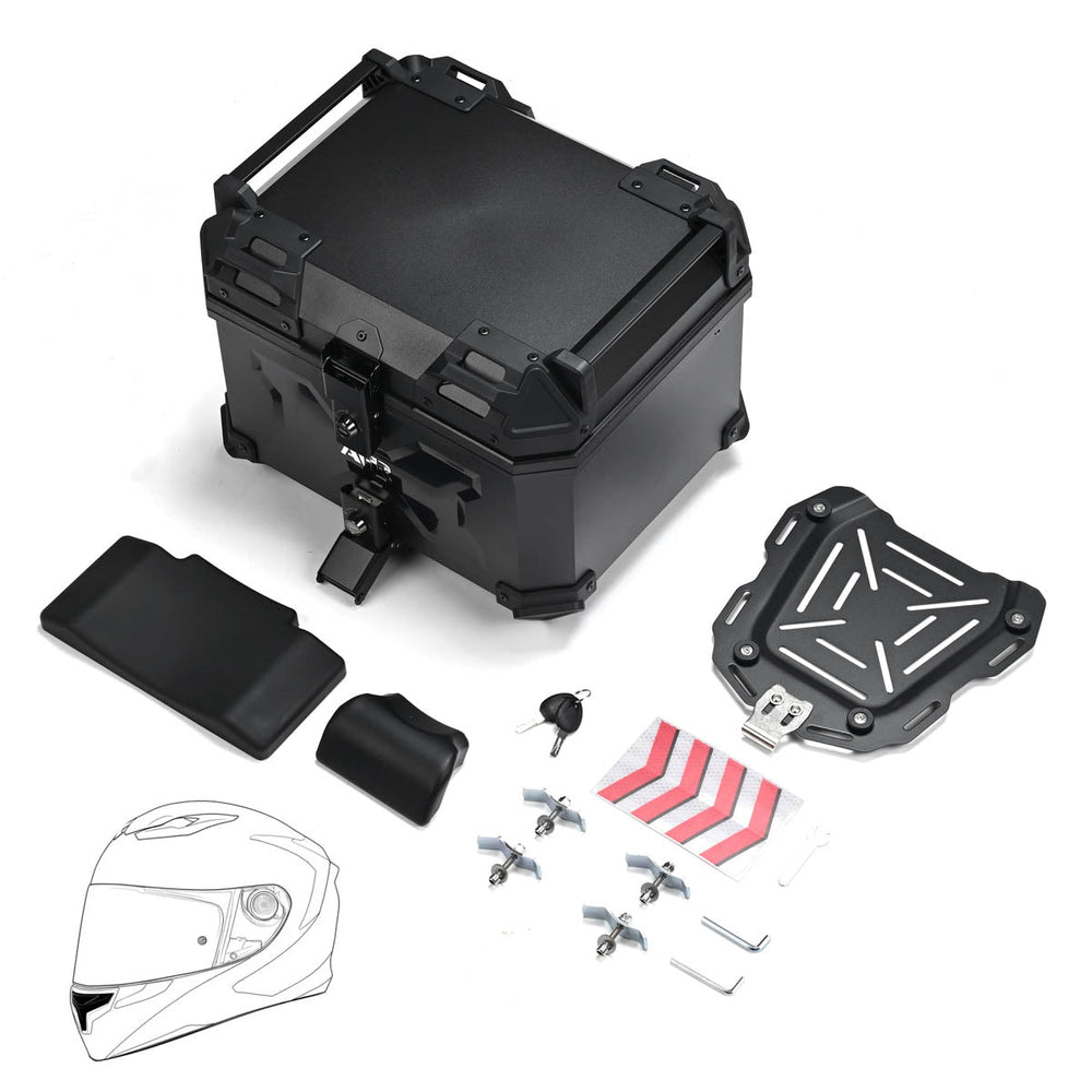 Yescom Motorcycle Trunk Box 65L with Backrest New