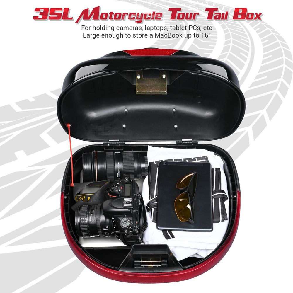 Yescom Motorcycle Top Case 35L Quick Release Gloss Black New