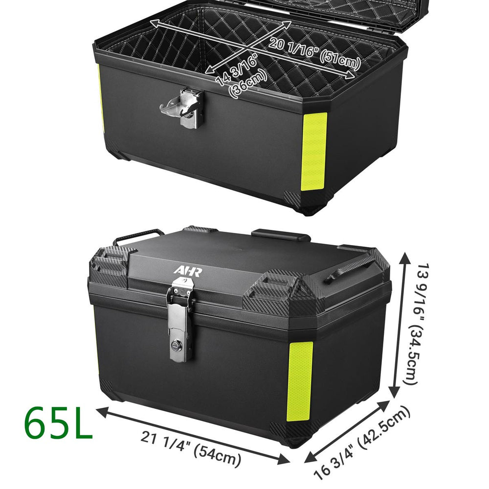 Yescom Motorcycle Trunk Box 65L with Backrest New