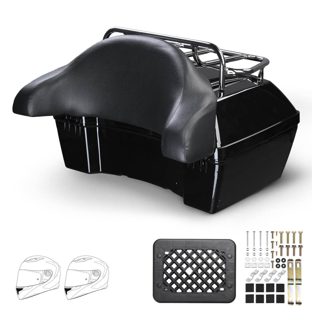 Yescom Motorcycle Top Case 35L Quick Release Gloss Black New