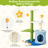 34.5-inch blue cat tree with 4 tiers, sisal scratching posts, and jingling balls for playful kittens.