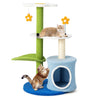 Multi-level 34.5-inch cat tree in blue with sisal scratching posts, plush fabric, and playful jingling balls for.