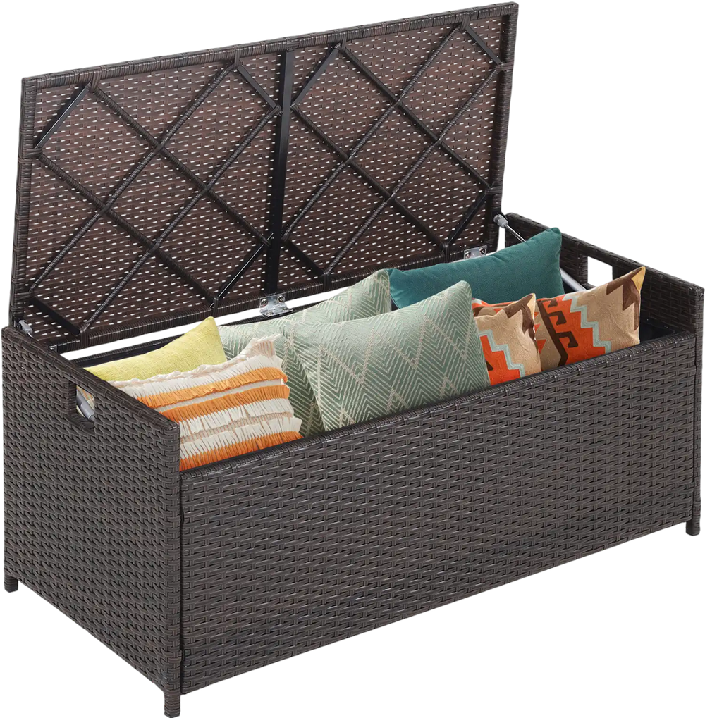 34 Gallon Patio Storage Bench with Seat Cushion and Zippered Liner