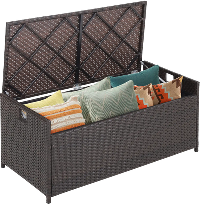 Costway 34 Gallon Patio Storage Bench w/ Seat Cushion & Zippered Liner 59831742 New