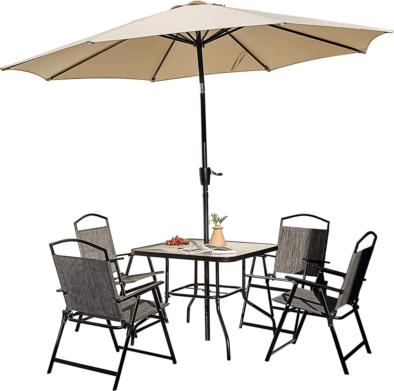 Costway Outdoor Dining Table Square Tempered Glass 34