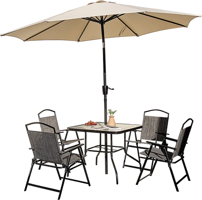 Costway Outdoor Dining Table Square Tempered Glass 34