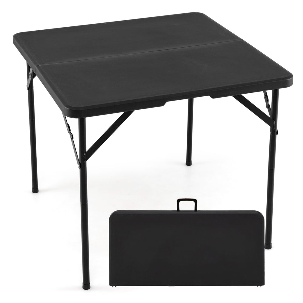 34 Inch Square Foldable Card Table with Carrying Handle-Black - Gallery View 1 of 1
