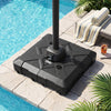 Cantilever patio umbrella base with wheels, 34" x 34", HDPE material, stabilizes umbrellas up to 10 FT, easy mobility.