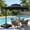 34" x 34" cantilever patio umbrella base with wheels, designed for stability, fits 8-10 FT umbrellas, ideal for outdoor.