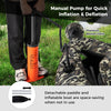 Manual pump for quick inflation of the camouflage inflatable fishing float tube with adjustable backrest and backpack.