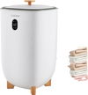 Large 35L white towel warmer bucket with bamboo legs, designed for rapid heating and drying of towels and small items.