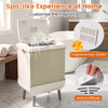 35L beige towel warmer with heating and drying modes, featuring aroma diffuser and convenient towel hooks for spa-like.