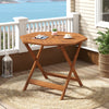 Octagonal solid wood patio dining table with slatted design, featuring a 1.97-inch umbrella hole for outdoor use.