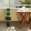 Artificial 35-inch boxwood topiary tree in a cement-filled pot, perfect for low-maintenance outdoor decor.