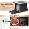 Openable side panel of the 35-inch propane gas fire pit table with wicker rattan, designed for a 20 lbs propane tank.