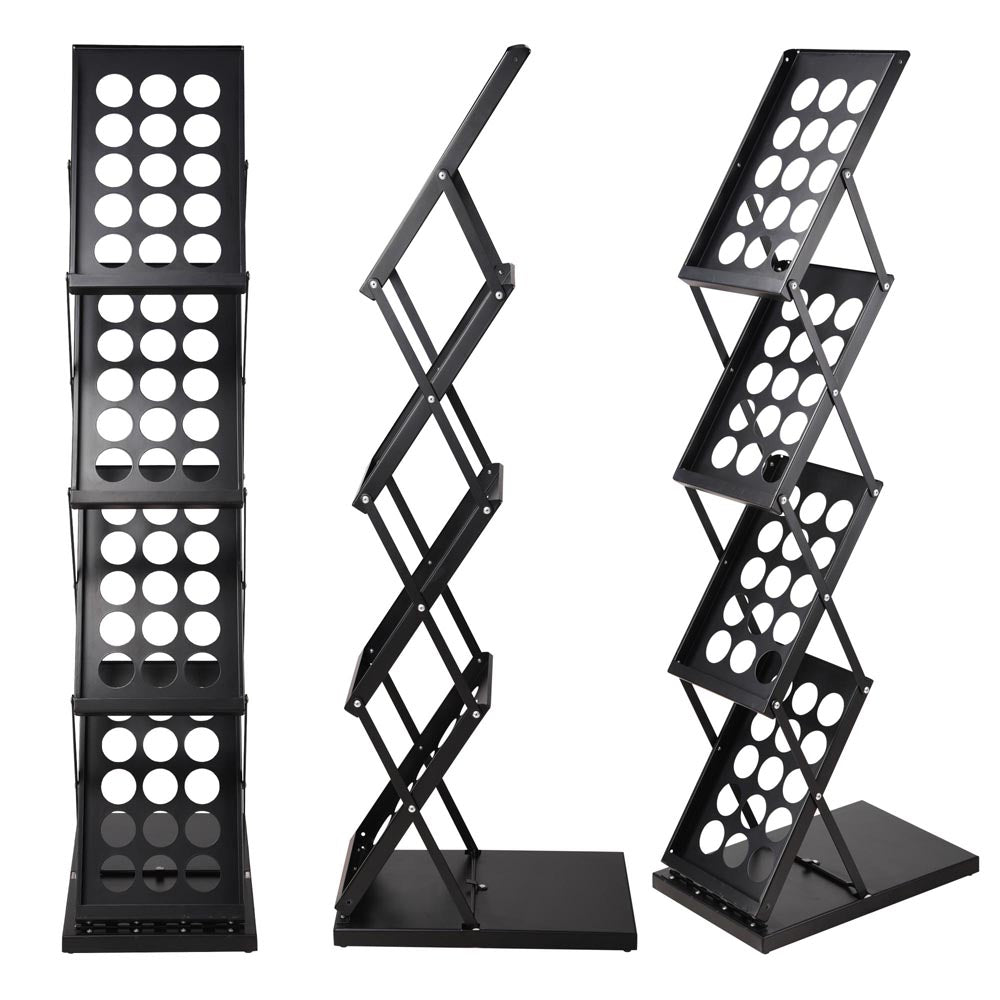 Yescom Collapsible Literature Rack Display Stand 4 Pocket Black New ...