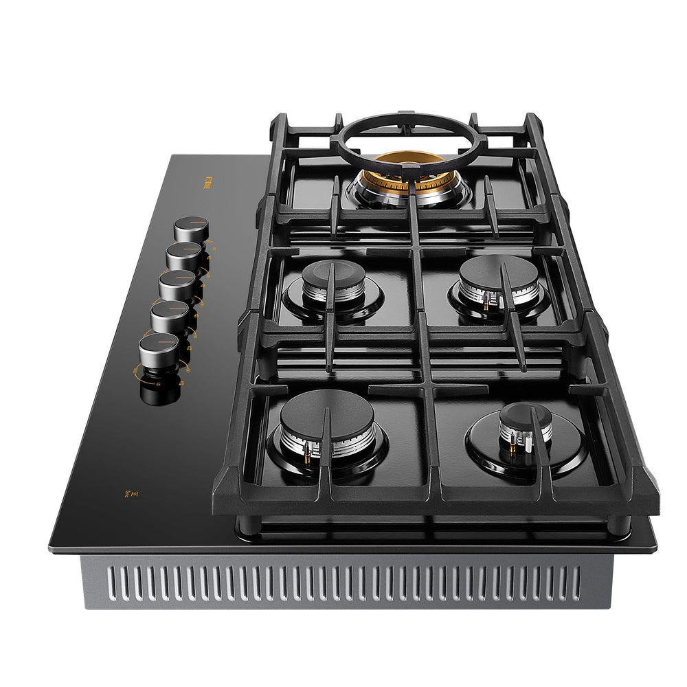 FOTILE 36-inch Tri-Ring tempered glass gas cooktop GLG36501, view 4