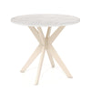 36-inch mid-century modern kitchen table with faux marble tabletop and solid rubber wood legs for dining or leisure.