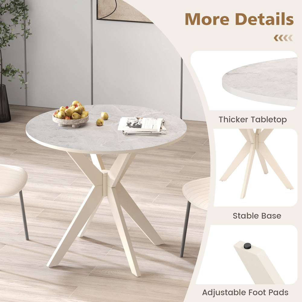 36-inch mid-century modern kitchen table with faux marble tabletop and solid rubber wood legs, ideal for dining or.