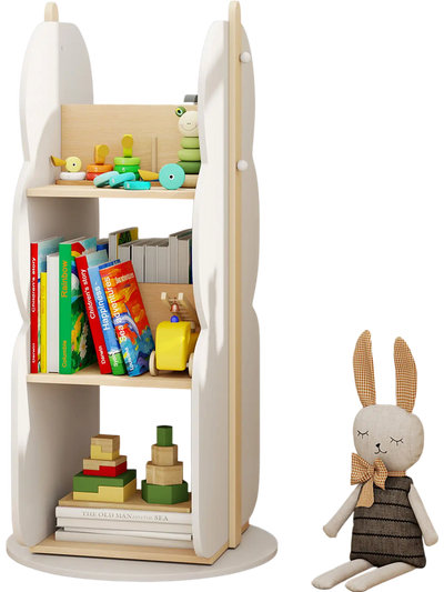 Costway 360° Rotating Kids Bookshelf Toy Storage Organizer 5-Shelf White 59386124 New