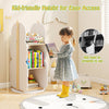 Kid-friendly 360° rotating bookshelf in white with 5 shelves, designed for easy access and organized toy storage.