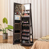 360° Rotating Mirrored Jewelry Cabinet Armoire 3 Color LED Modes Lockable-Espresso - Gallery View 1 of 10