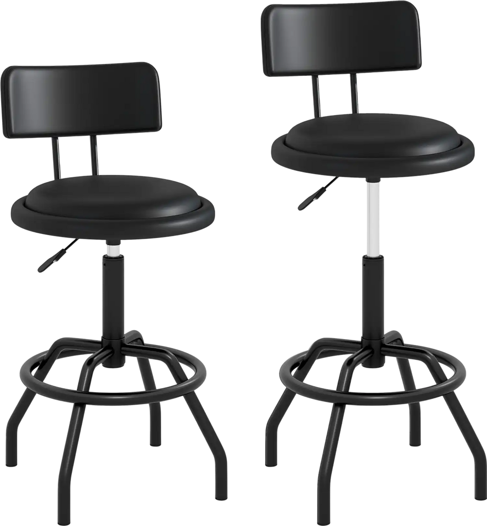 360° swivel counter height barstool set with padded seat and back, adjustable height for kitchen or bar use.