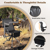 360° swivel portable hunting chair in black with adjustable armrests and ergonomic backrest for comfort during outdoor.