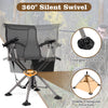 360° swivel portable hunting chair in black with adjustable legs and armrests, ideal for hunting and outdoor activities.