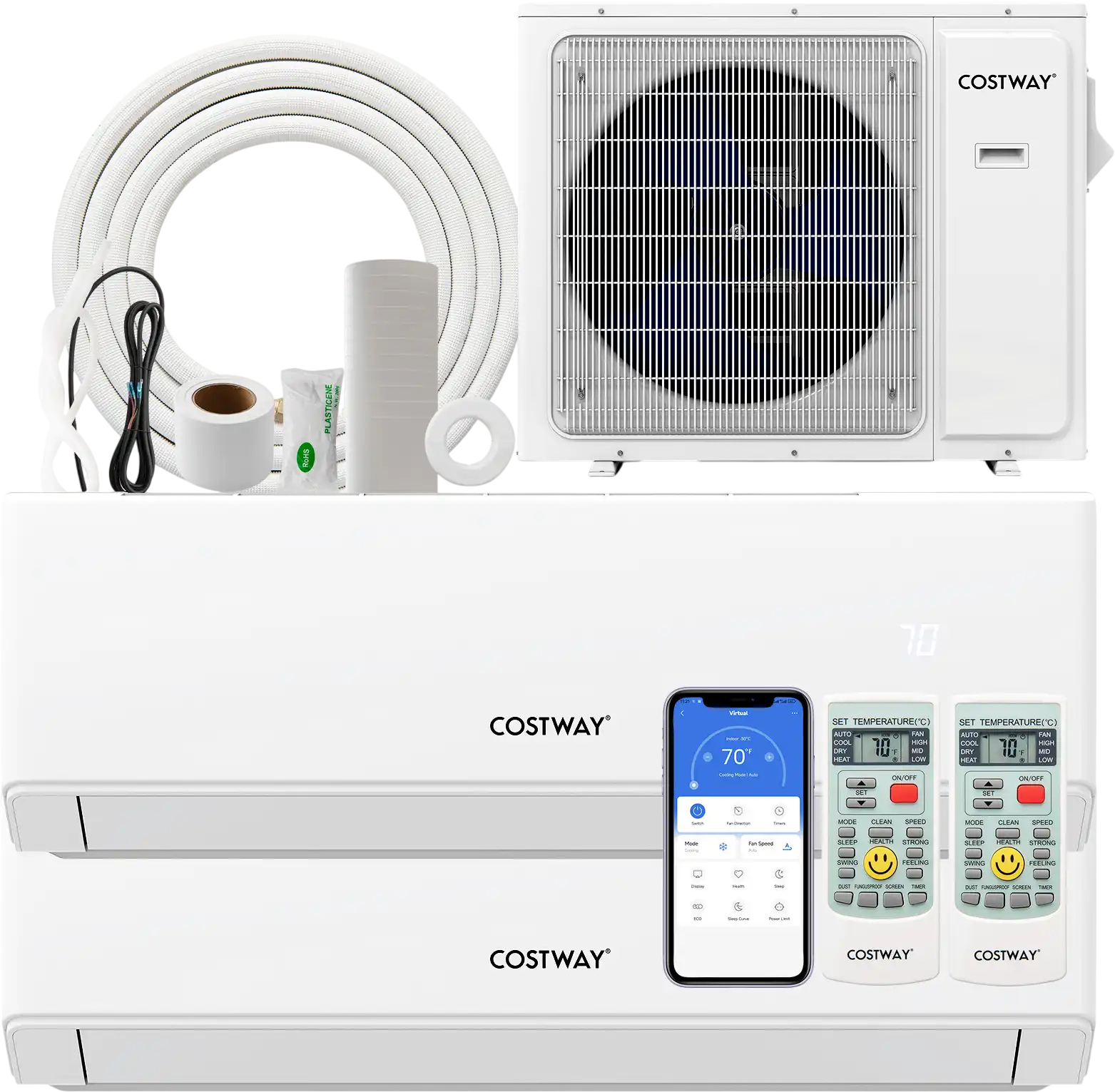 Costway UltrEco 36000 BTU 2 Zone 23 SEER2 Mini Split Air Conditioner Heat Pump WiFi 689472531 New