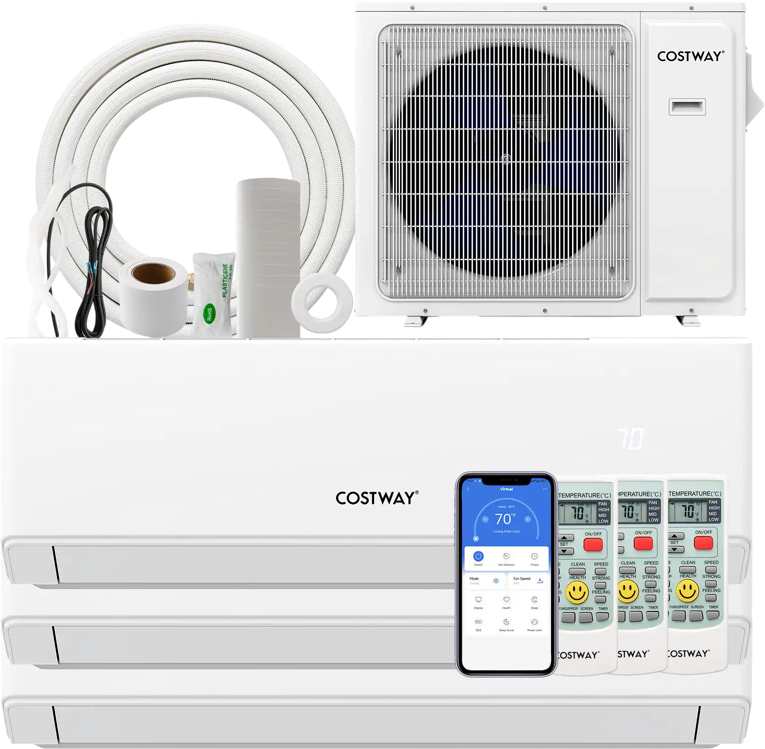 Costway UltrEco 36000 BTU 3 Zone 23 SEER2 Mini Split Air Conditioner Heat Pump WiFi 218739645 New