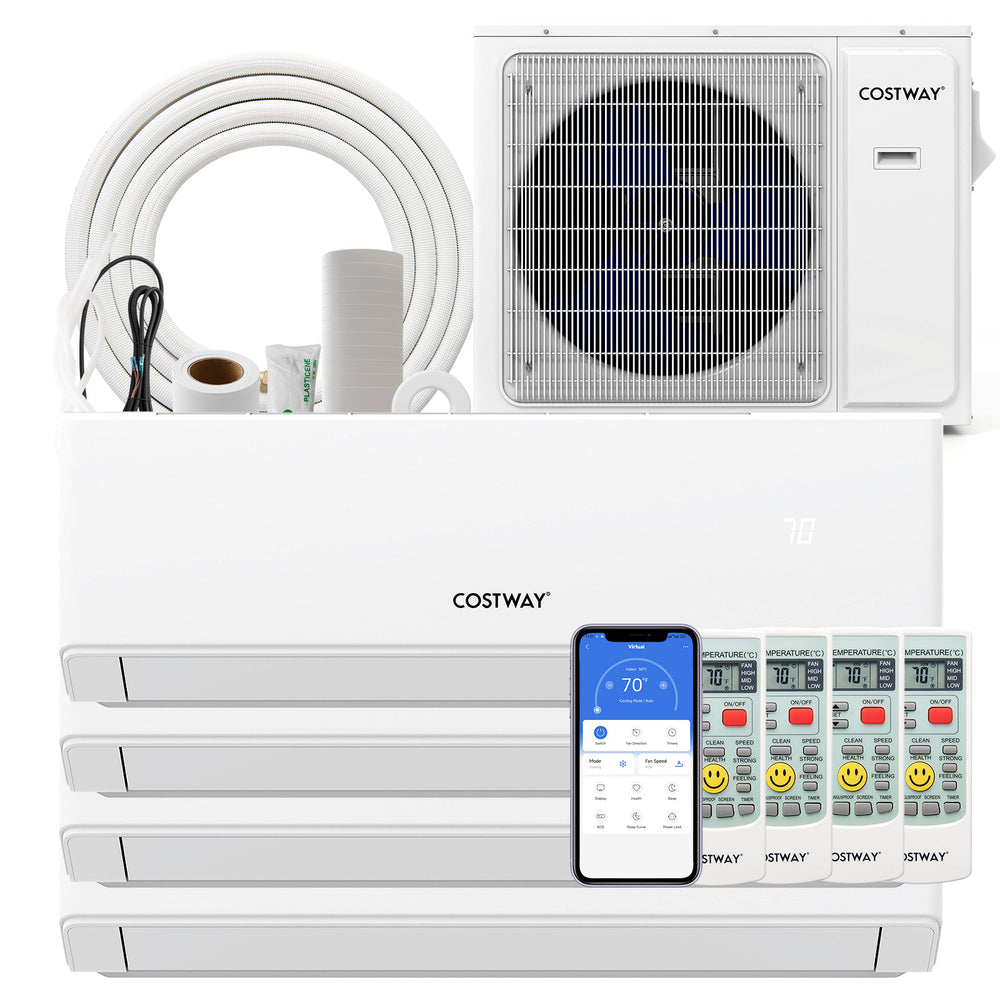 36000 BTU 4 Zone 23 SEER2 Mini Split Air Conditioner Wifi Enabled with Heat Pump-9K + 9K + 12K + 18K - Gallery View 1 of 10