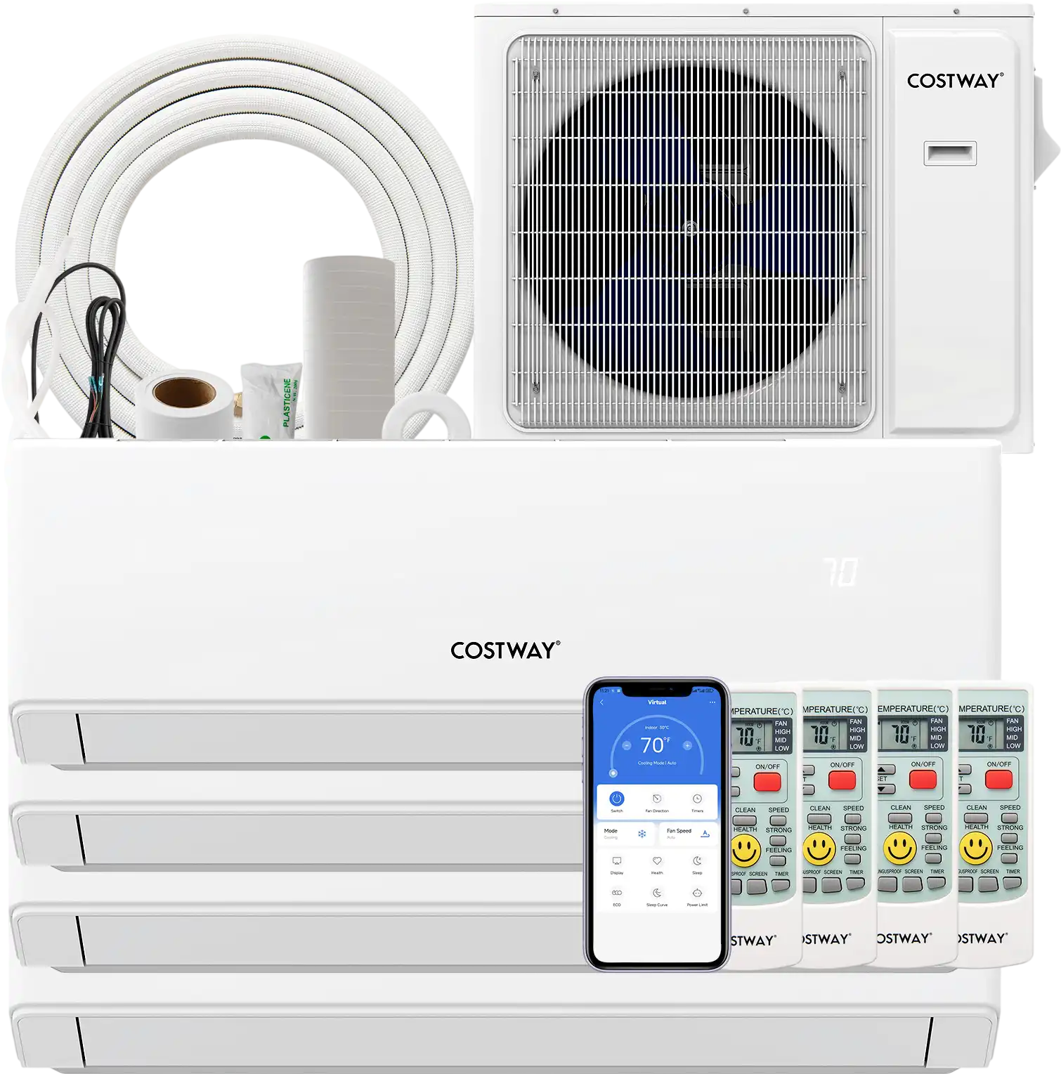 Costway UltrEco 36000 BTU 4 Zone 23 SEER2 Mini Split Air Conditioner Heat Pump WiFi 687195324 New