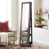 360° Rotatable 2-in-1 Lockable Jewelry Cabinet with Full-Length Mirror-Dark Brown - Gallery View 1 of 9