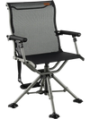 360-degree silent swivel hunting chair in black with adjustable height and breathable fabric for comfortable outdoor.