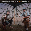 360° one-way see-through hunting blind with camouflage, spacious for 2-3 people, ideal for deer and turkey hunting.