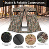360° one-way see-through hunting blind with camouflage, reinforced hub, and sturdy stakes for deer and turkey hunting.