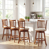Set of 360° rotating counter height chairs with upholstered seats and backrests, perfect for kitchen or bar use.