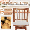 360° rotating counter height chair with solid rubber wood frame and upholstered seat, perfect for kitchen or bar use.