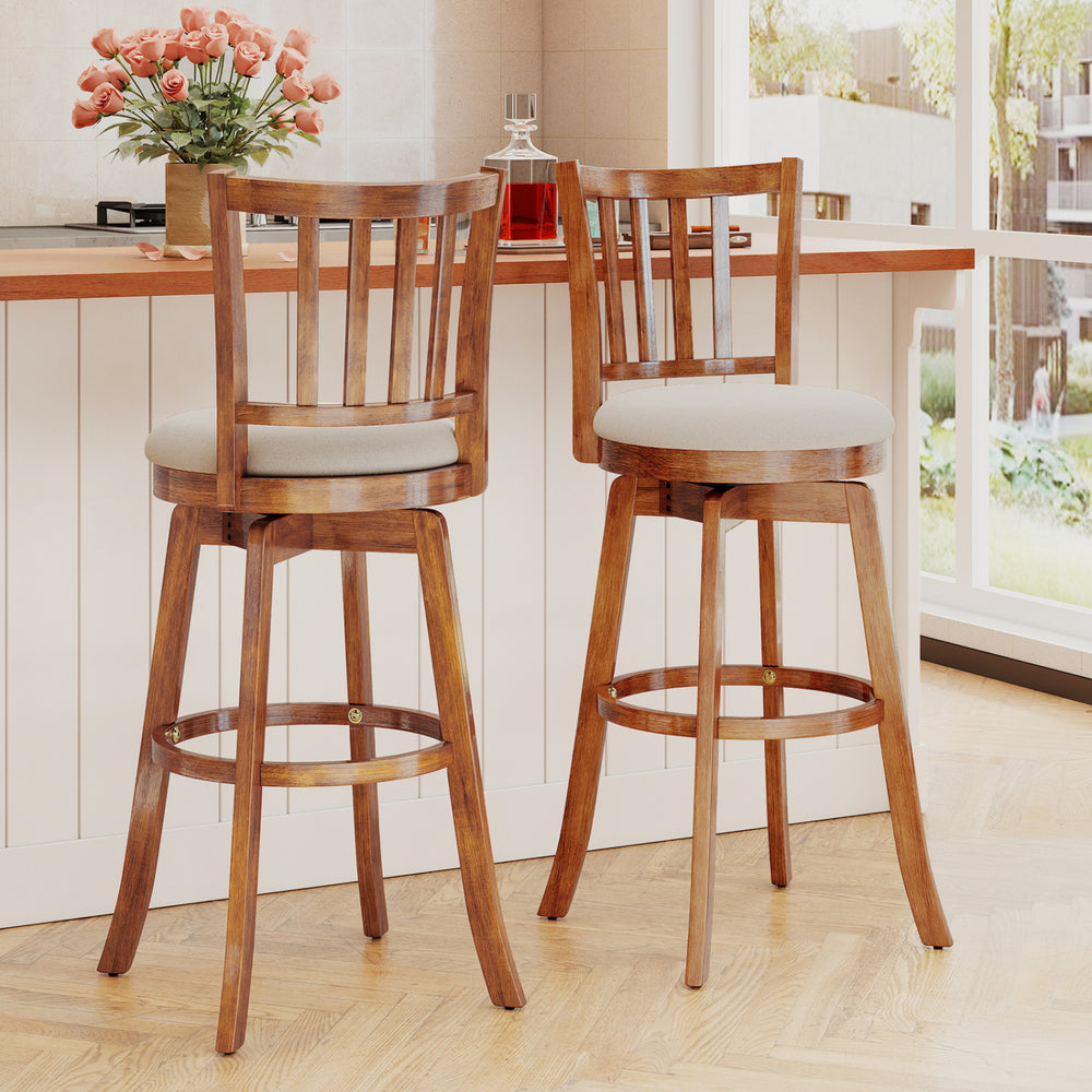 360° Rotating Counter Height Chairs Set of 2 with Upholstered Seat and  Backrest-29 inches - Gallery View 1 of 9