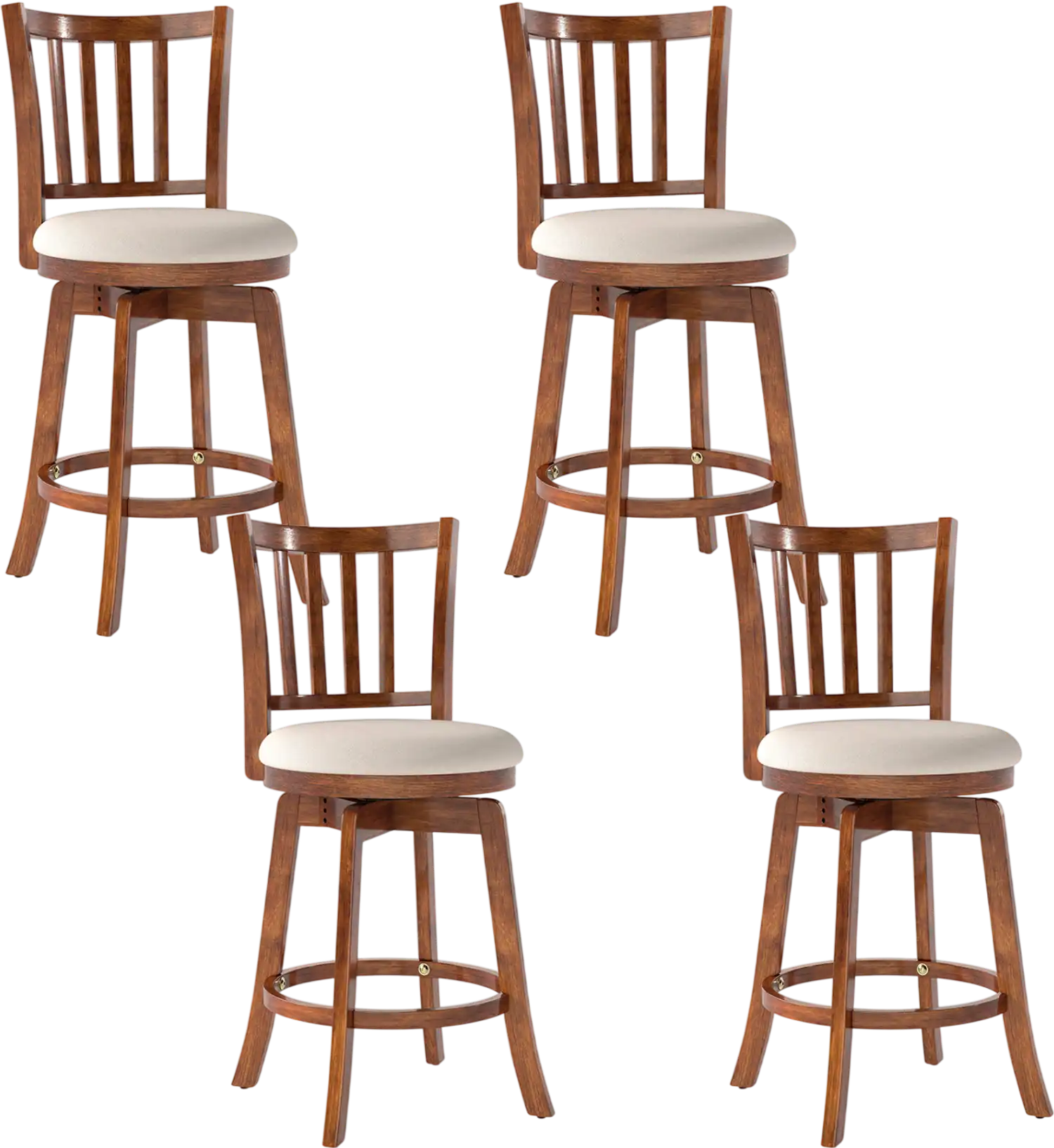 Costway 360° Swivel Counter Height Bar Stools Set of 4 with Backrest Upholstered Seat 74621020 New