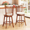 Set of 2 360° rotating counter height chairs with backrest, upholstered seat, and solid rubberwood construction for.