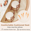 Comfortable cushioned seat of a 360° rotating counter height chair set, featuring breathable polyester and ergonomic.