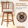 360° rotating counter height chair with backrest and upholstered seat, featuring solid rubberwood construction for.